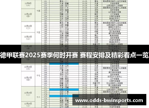 德甲联赛2025赛季何时开赛 赛程安排及精彩看点一览